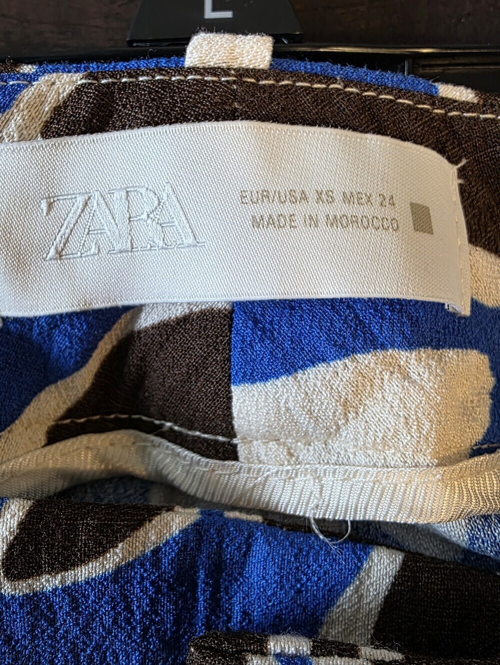 Zara Tropical Palm Print Wide Leg Pants Blue Brown Cream - Size XS - NWOT! - Picture 14 of 15